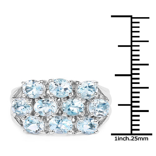 3.60 Carat Genuine Blue Topaz .925 Sterling Silver Ring