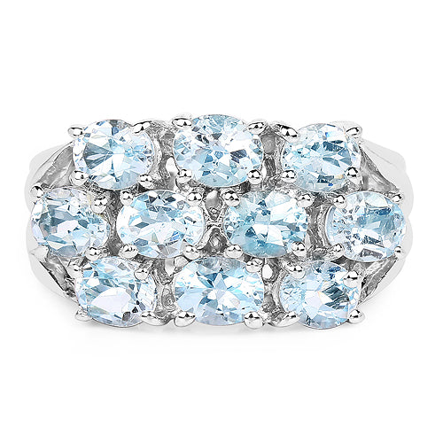 3.60 Carat Genuine Blue Topaz .925 Sterling Silver Ring