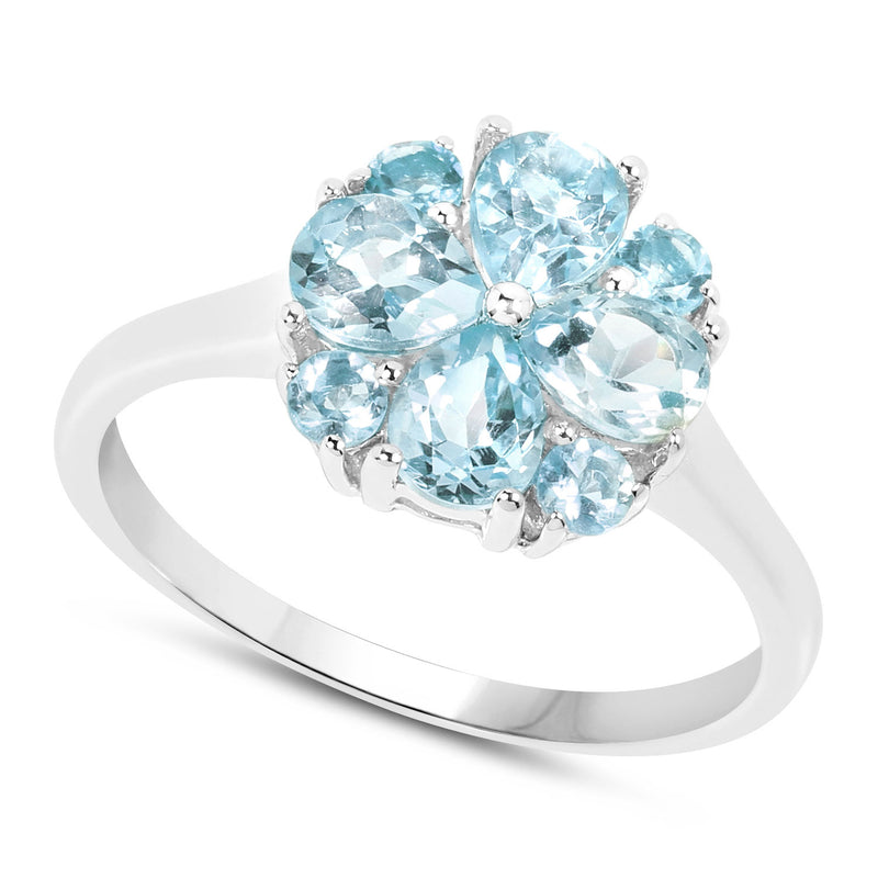 1.70 Carat Genuine Blue Topaz .925 Sterling Silver Ring