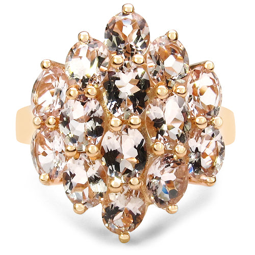 18K Rose Gold Plated 4.20 Carat Genuine Morganite .925 Sterling Silver Ring