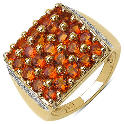 14K Yellow Gold Plated 2.43 Carat Genuine Citrine & White Topaz .925 Sterling Silver Ring