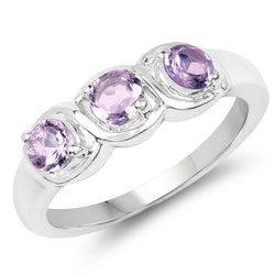 0.72 Carat Genuine Pink Amethyst .925 Sterling Silver Ring