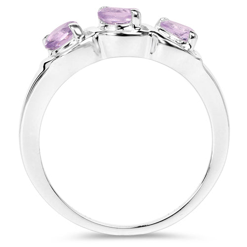 0.72 Carat Genuine Pink Amethyst .925 Sterling Silver Ring