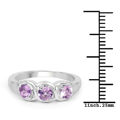 0.72 Carat Genuine Pink Amethyst .925 Sterling Silver Ring