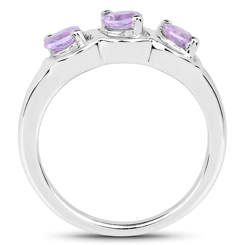 0.75 Carat Genuine Pink Amethyst .925 Sterling Silver Ring