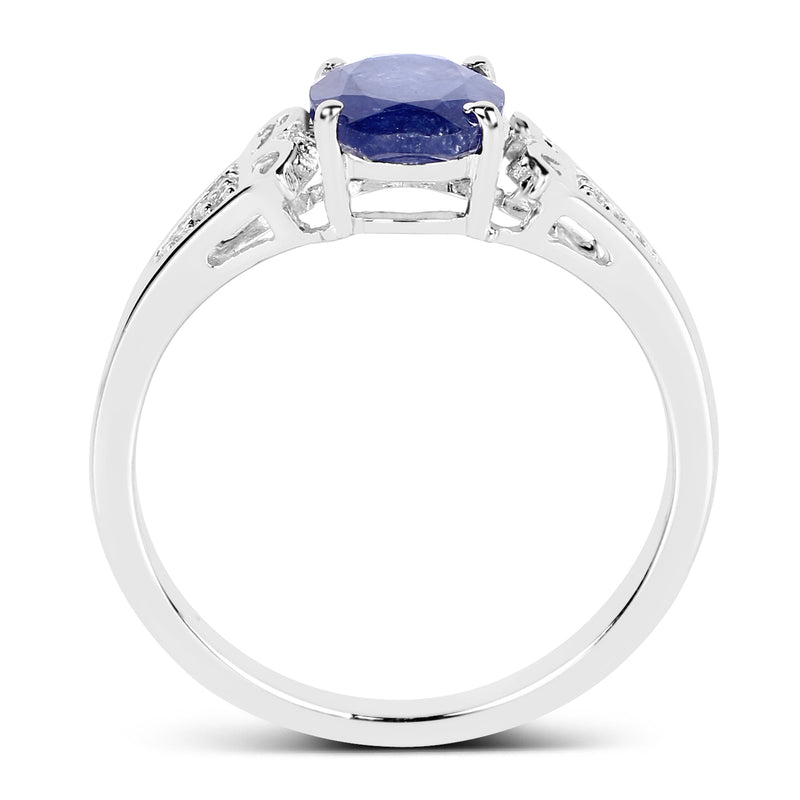 2.39 Carat Glass Filled Sapphire and White Topaz .925 Sterling Silver Ring