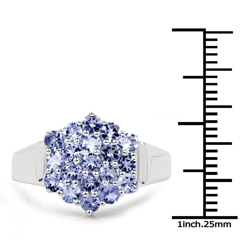 1.33 Carat Genuine Tanzanite .925 Sterling Silver Ring