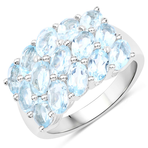3.75 Carat Genuine Blue Topaz .925 Sterling Silver Ring