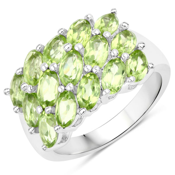 3.45 Carat Genuine Peridot .925 Sterling Silver Ring