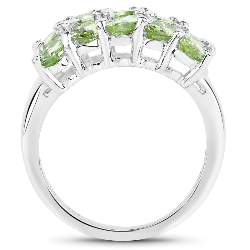 3.45 Carat Genuine Peridot .925 Sterling Silver Ring