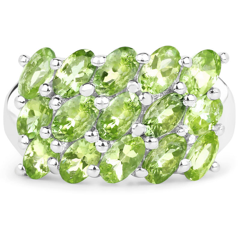 3.45 Carat Genuine Peridot .925 Sterling Silver Ring