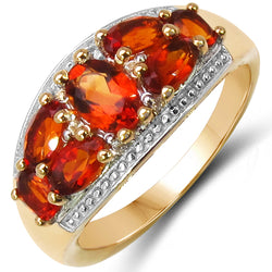 14K Yellow Gold Plated 1.96 Carat Genuine Citrine & White Topaz .925 Sterling Silver Ring