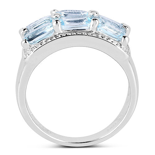 3.60 Carat Genuine Blue Topaz .925 Sterling Silver Ring