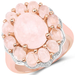 14K Rose Gold Plated 6.76 Carat Genuine Morganite .925 Sterling Silver Ring