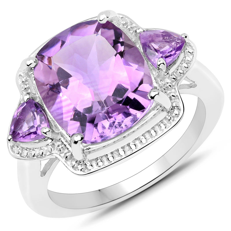 6.70 Carat Genuine Amethyst .925 Sterling Silver Ring