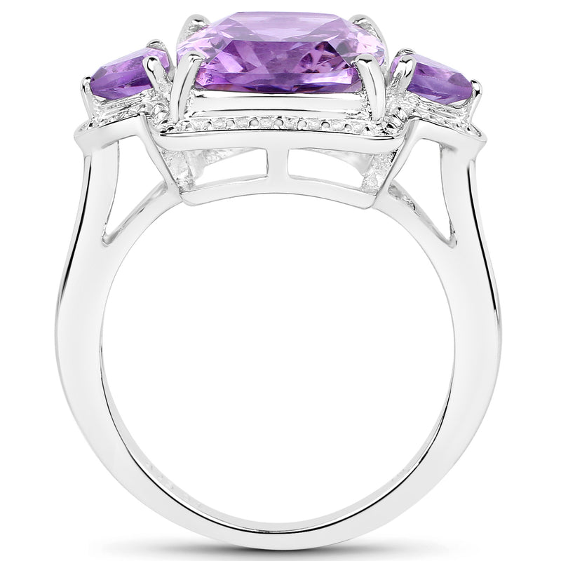 6.70 Carat Genuine Amethyst .925 Sterling Silver Ring