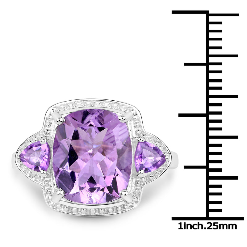 6.70 Carat Genuine Amethyst .925 Sterling Silver Ring