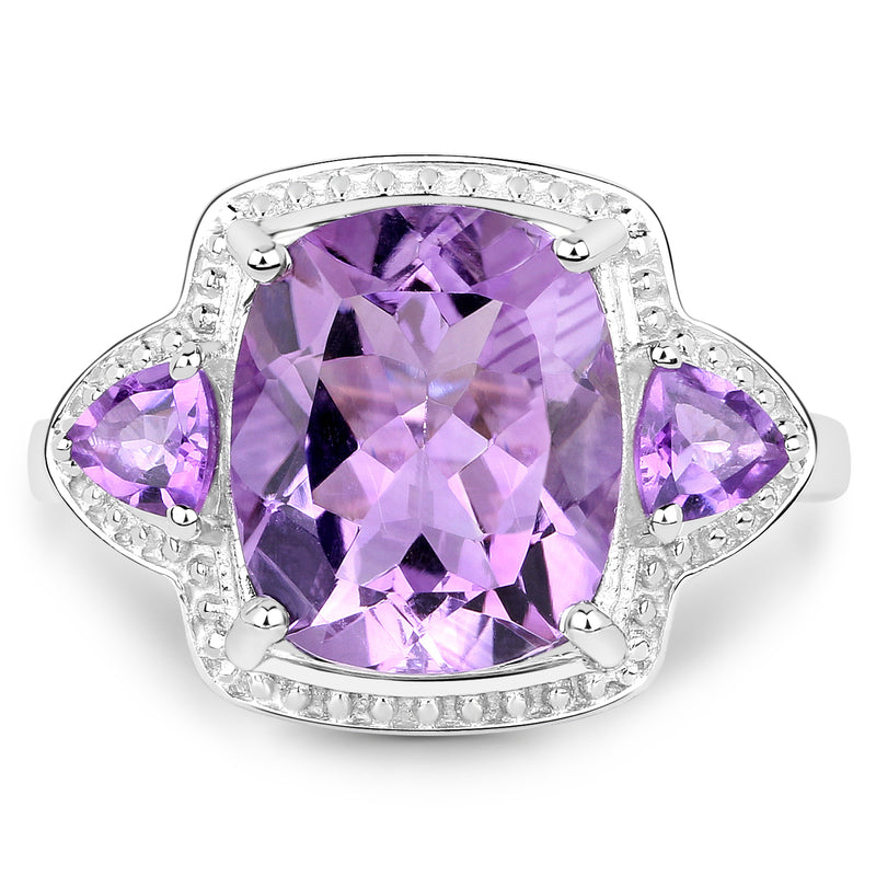 6.70 Carat Genuine Amethyst .925 Sterling Silver Ring