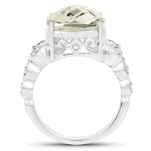 6.74 Carat Genuine Green Amethyst .925 Sterling Silver Ring
