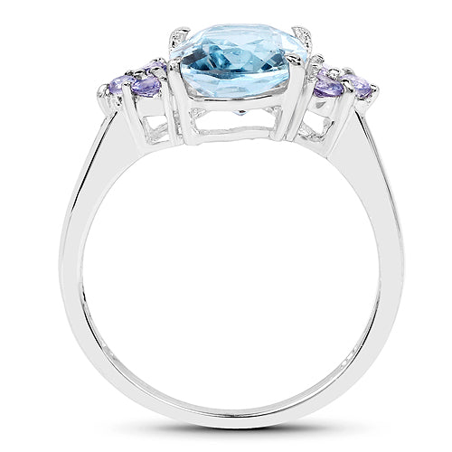 2.76 Carat Genuine Blue Topaz and Tanzanite .925 Sterling Silver Ring