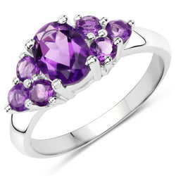 1.75 Carat Genuine Amethyst .925 Sterling Silver Ring