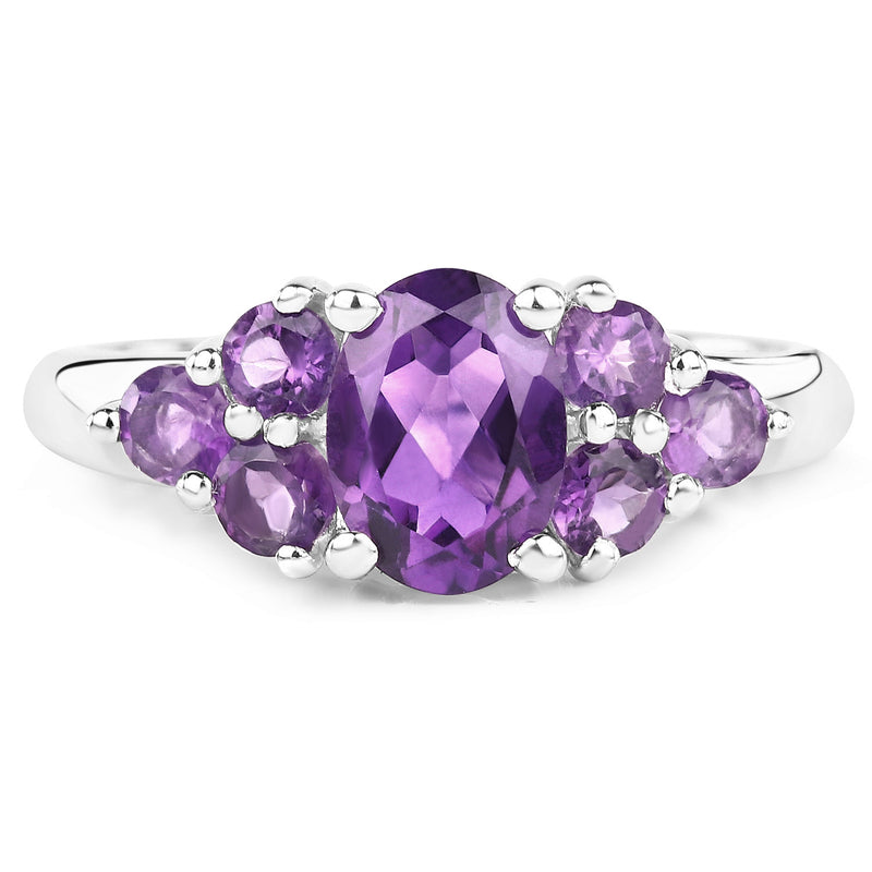 1.75 Carat Genuine Amethyst .925 Sterling Silver Ring