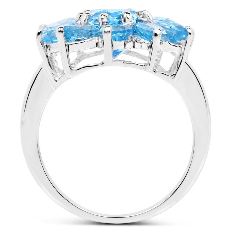 6.35 Carat Genuine Swiss Blue Topaz .925 Sterling Silver Ring