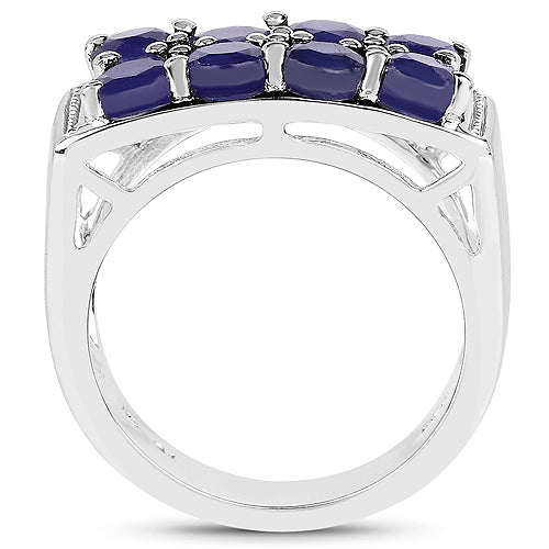 2.87 Carat Glass Filled Sapphire and White Topaz .925 Sterling Silver Ring