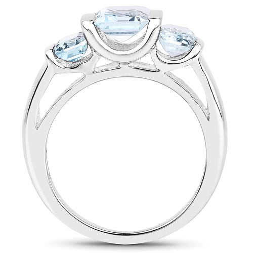 3.21 Carat Genuine Blue Topaz .925 Sterling Silver Ring