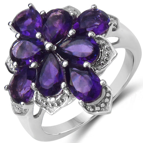 3.20 Carat Genuine Amethyst .925 Sterling Silver Ring