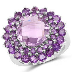 8.02 Carat Genuine Amethyst .925 Sterling Silver Ring