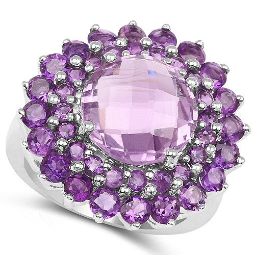 8.02 Carat Genuine Amethyst .925 Sterling Silver Ring