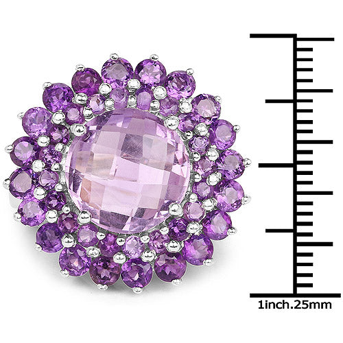 8.02 Carat Genuine Amethyst .925 Sterling Silver Ring