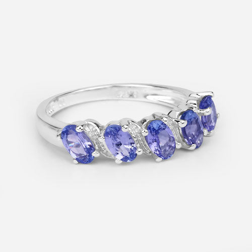 1.04 Carat Genuine Tanzanite .925 Sterling Silver Ring