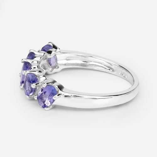 1.04 Carat Genuine Tanzanite .925 Sterling Silver Ring