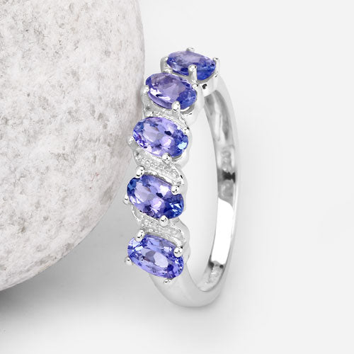 1.04 Carat Genuine Tanzanite .925 Sterling Silver Ring