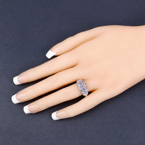 1.08 Carat Genuine Tanzanite and White Topaz .925 Sterling Silver Ring