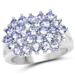 2.03 Carat Genuine Tanzanite .925 Sterling Silver Ring