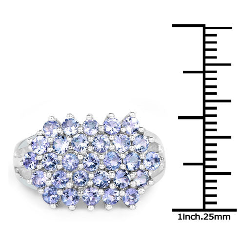 2.03 Carat Genuine Tanzanite .925 Sterling Silver Ring