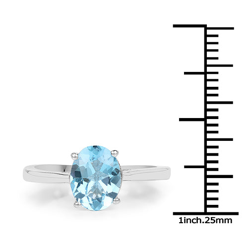 2.25 Carat Genuine London Blue Topaz .925 Sterling Silver Ring