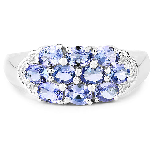 1.70 Carat Genuine Tanzanite .925 Sterling Silver Ring