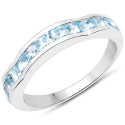 2.09 Carat Genuine Blue Topaz .925 Sterling Silver Ring