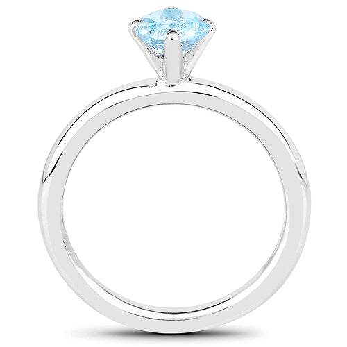1.05 Carat Genuine Blue Topaz .925 Sterling Silver Ring