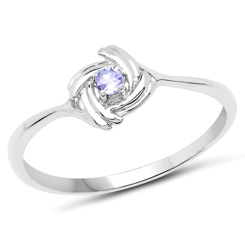 0.05 Carat Genuine Tanzanite .925 Sterling Silver Rings