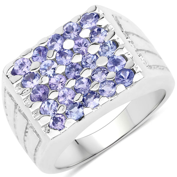 1.75 Carat Genuine Tanzanite .925 Sterling Silver Ring