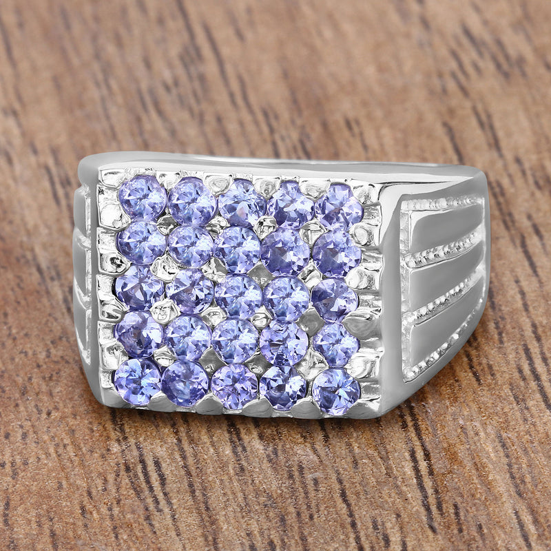 1.75 Carat Genuine Tanzanite .925 Sterling Silver Ring
