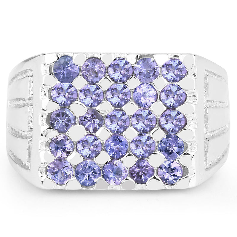 1.75 Carat Genuine Tanzanite .925 Sterling Silver Ring