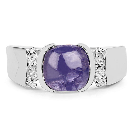 2.80 Carat Genuine Tanzanite .925 Sterling Silver Ring