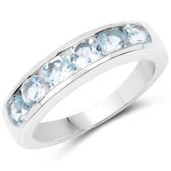 1.92 Carat Genuine Blue Topaz .925 Sterling Silver Ring