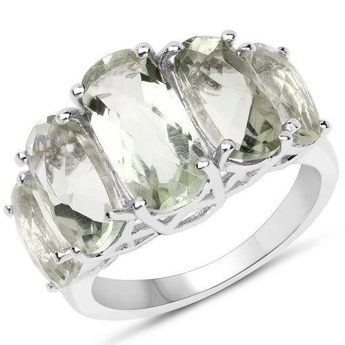 7.40 Carat Genuine Green Amethyst .925 Sterling Silver Ring